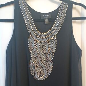 JSP Black Beaded Sleeveless Top